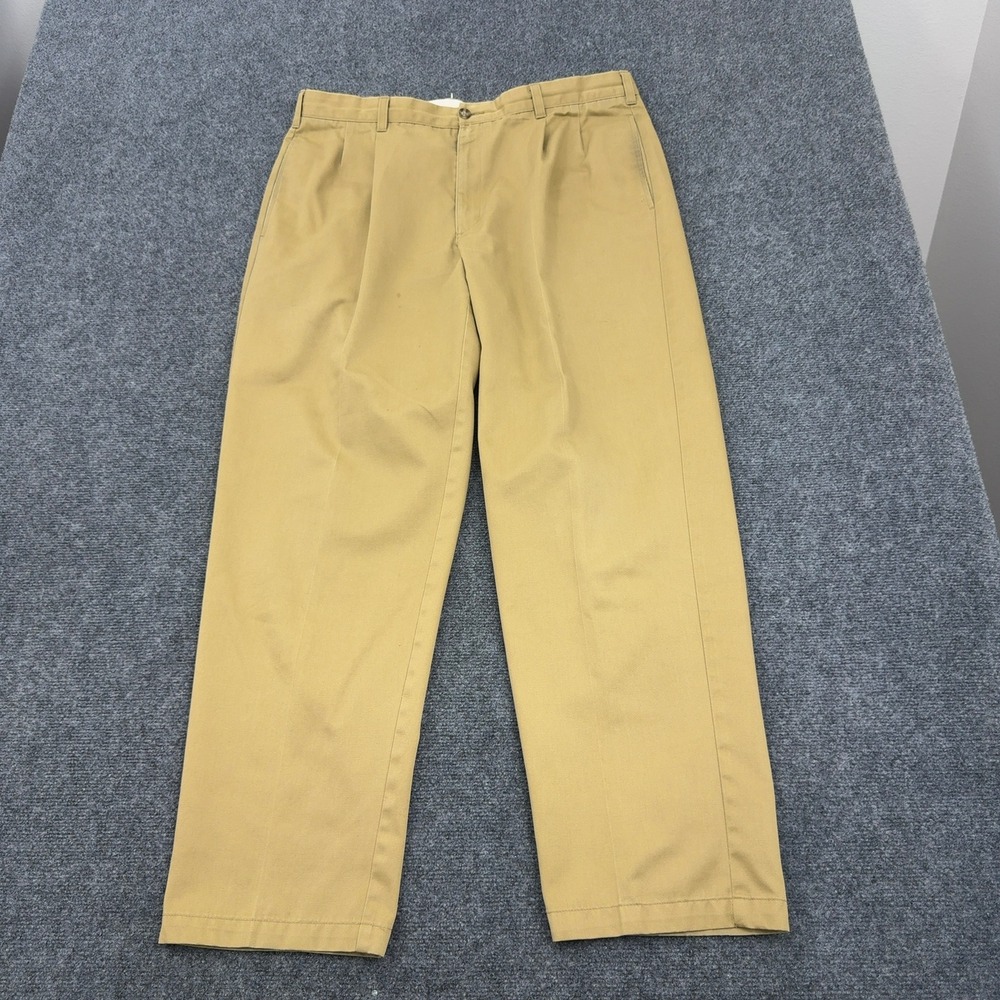 Vintage LL Bean Pants Mens‎ 38x31 Khaki Cotton Pleated Double L Classic Gorpcore